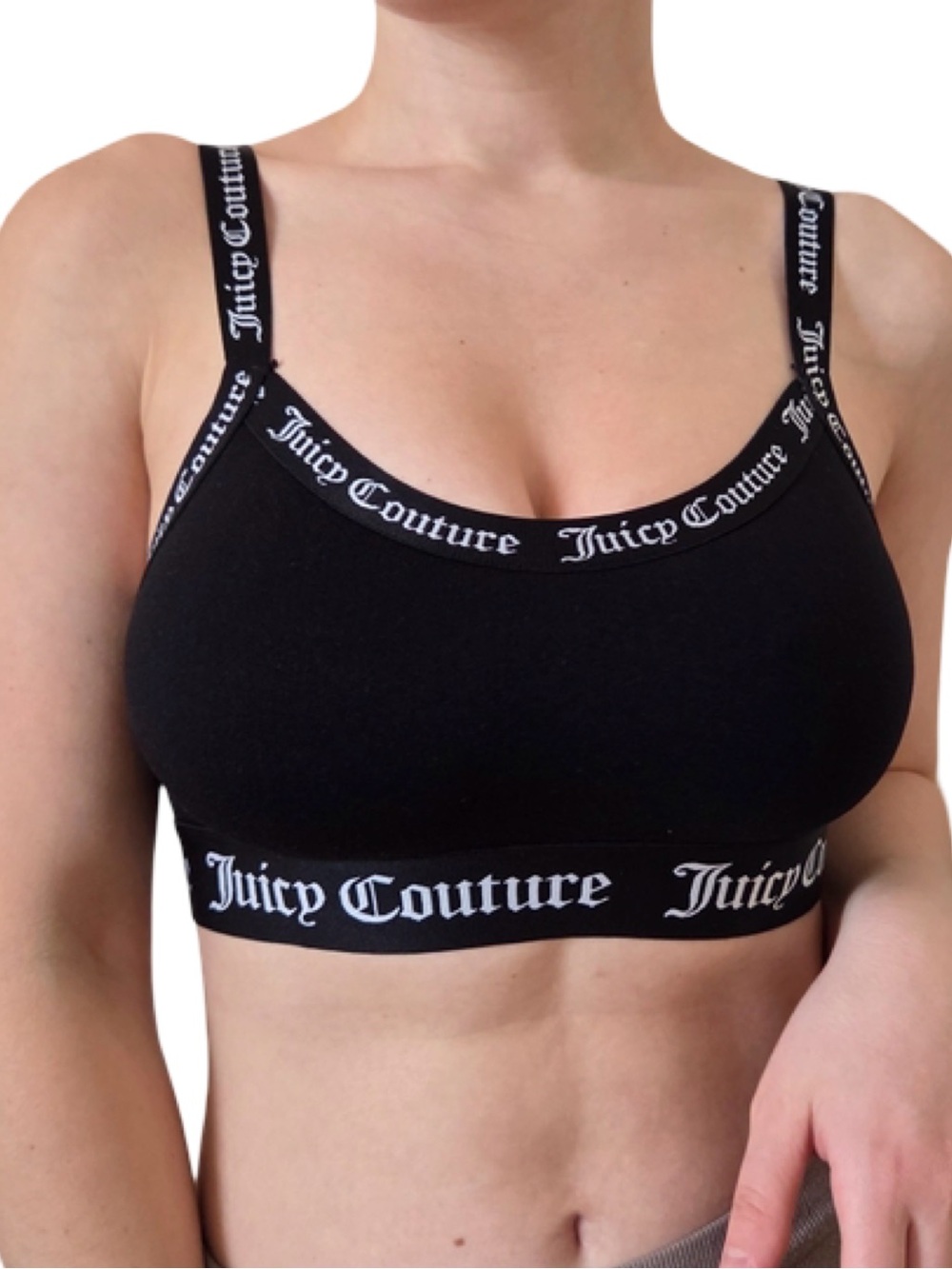 Juicy Couture Black Logo Bralette Sports Bra Wireless Lounge Bra large